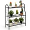 3-Tier Metal Plant Stand Elegant Scrollwork Pattern Flower Display Shelf